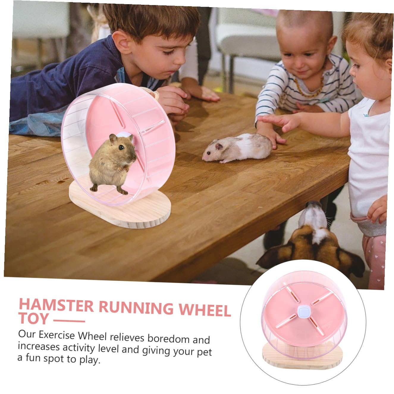 Geräuschloses Hamsterrad mit Halterung, 20cm, 1 Satz, Rosa