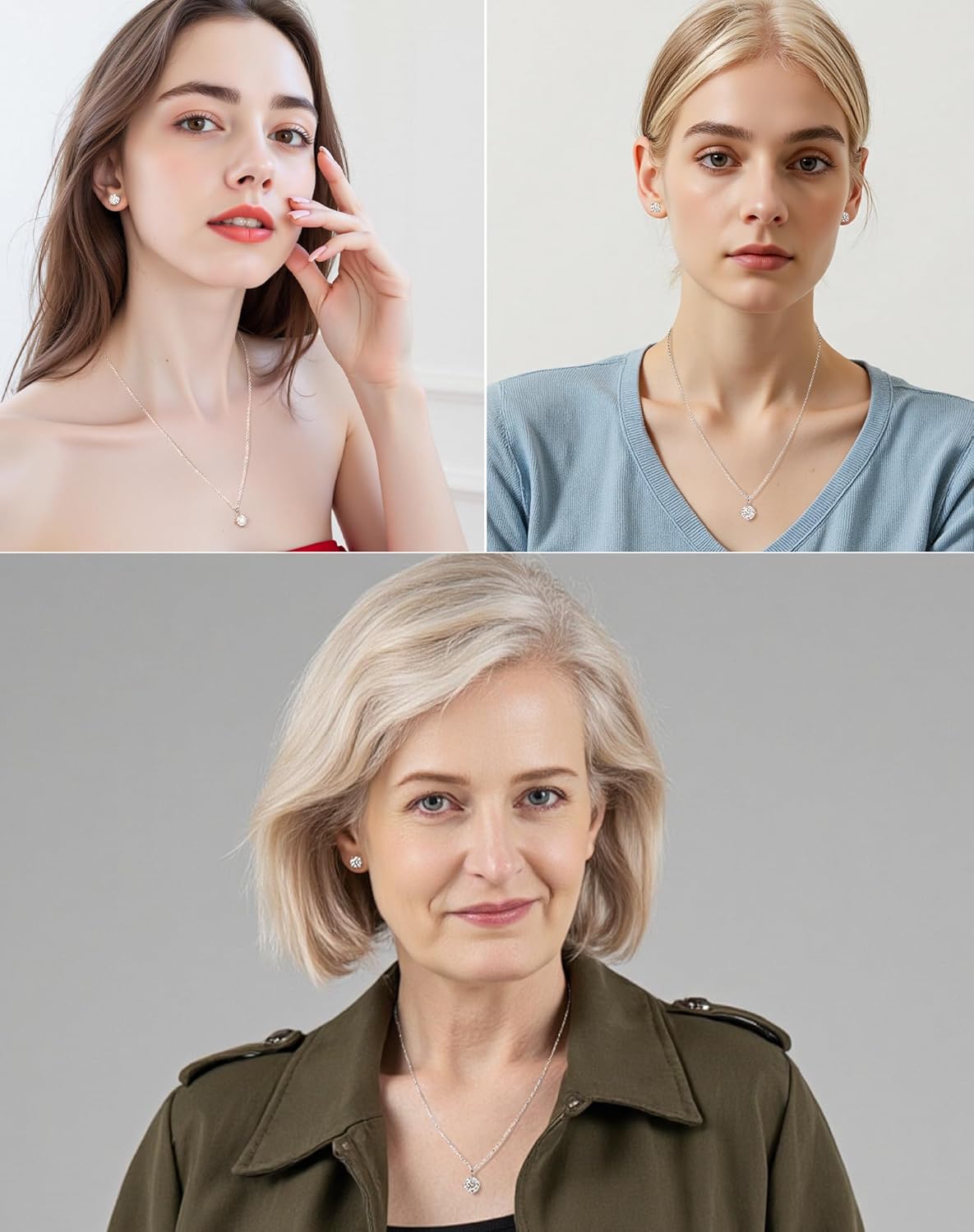 Moissanite Necklace and Earring Sets for Women | White Gold Plated/S925 Sterling Silver Diamond Jewelry Sets 1CT/2CT - Image 4