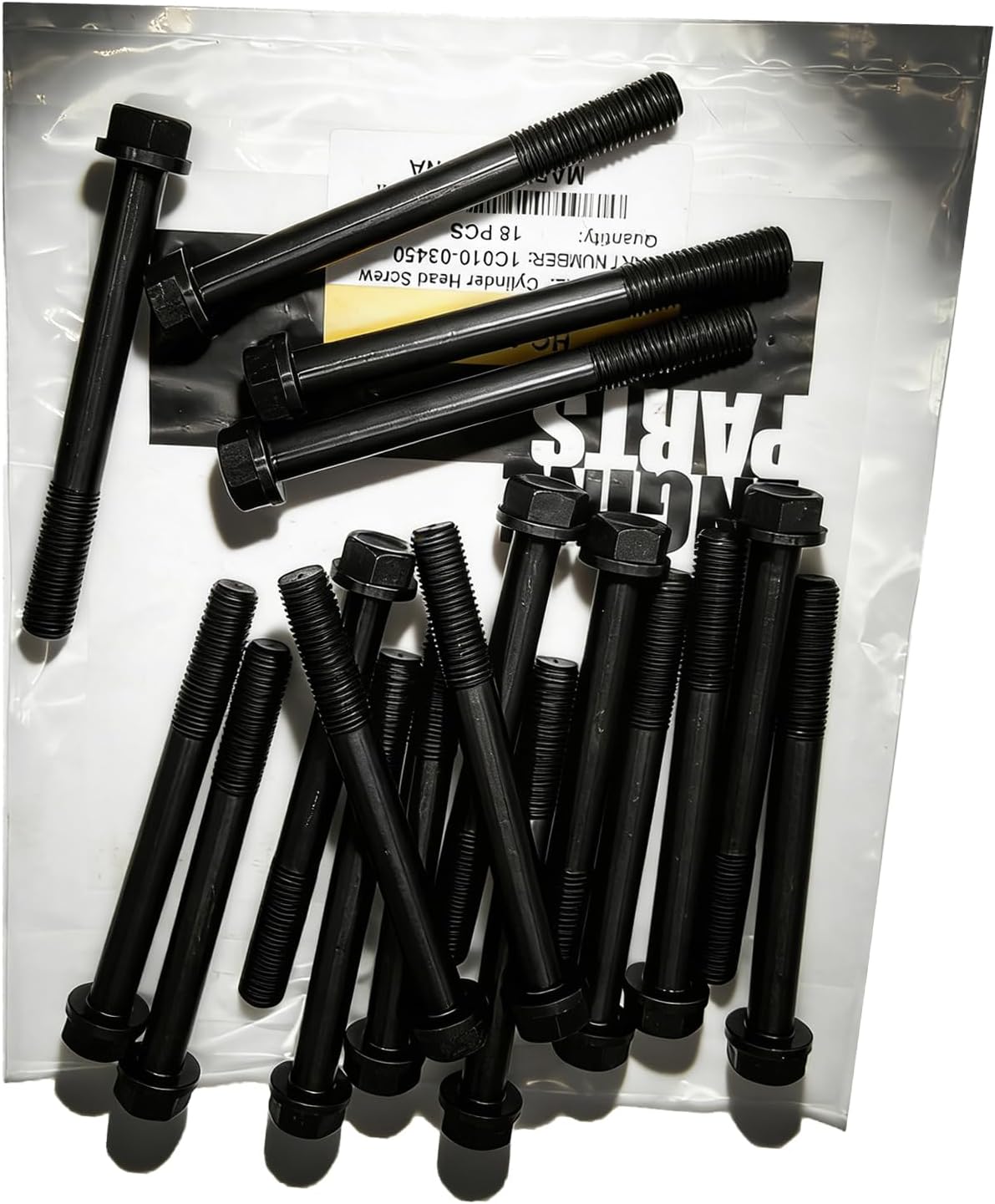 18pcs Cylinder Head Bolt 1C010-03450 1C01003450 Compatible for Kubota V3300 V3600 V3800 Engine M100 M105 M108 M6800 M8540 Tractor
