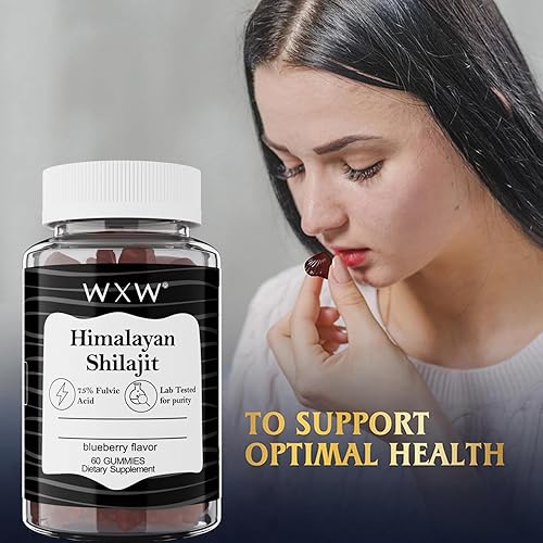 Miniatura 2 de WXW Gomitas puras de Shilajit del Himalaya  Ácido fúlvico y más de 85 oligominerales  Ashwagandha, Gokshura  Sin azúcar añadido  para hombres y
