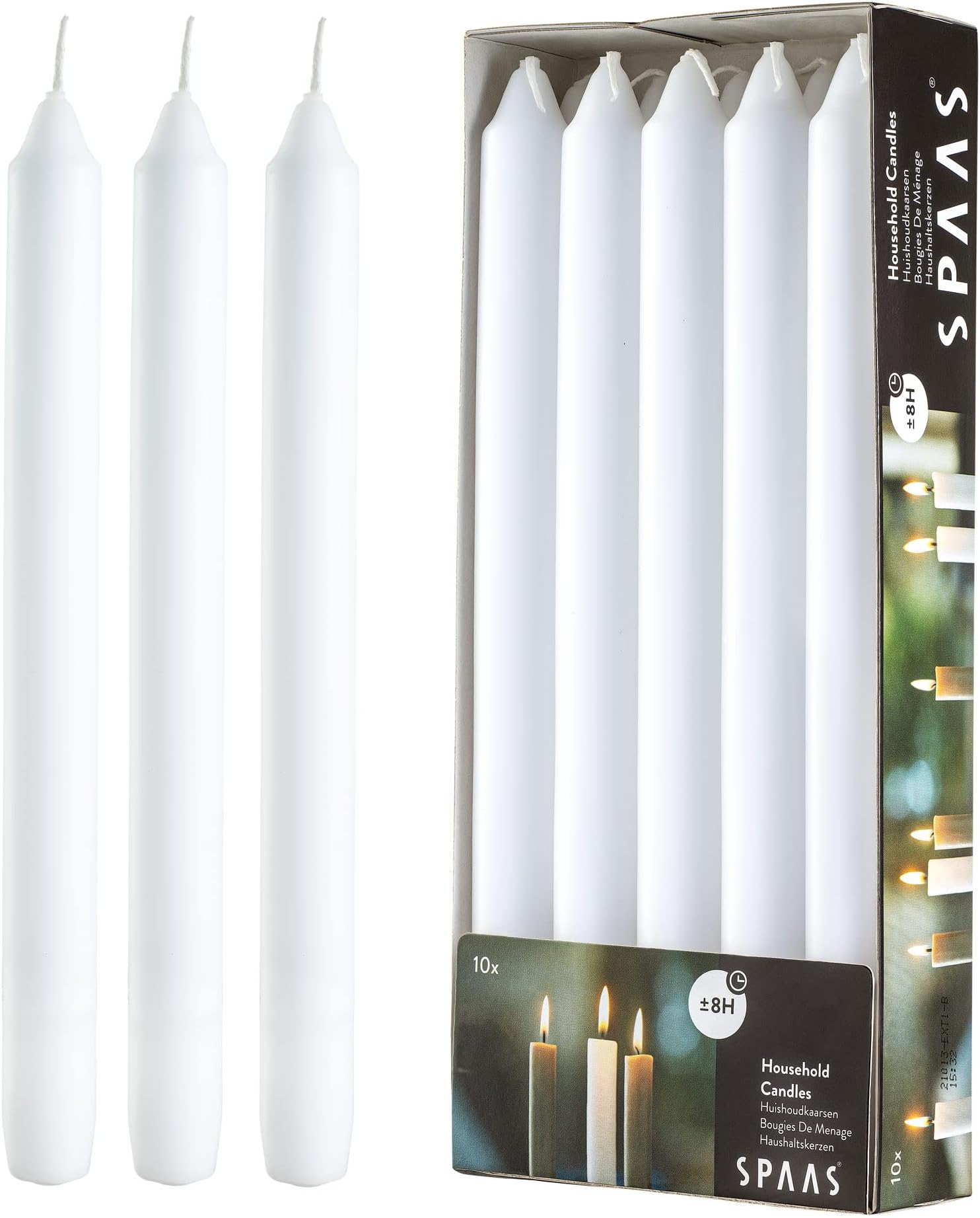 10 Pack Straight Unscented White Candles 9.5 Inch Tall