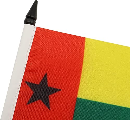 Miniatura 55 de Bandera de mesa Sierra Leona de 5 x 8 pulgadas, bandera de escritorio de Sierra Leona, 8.3 x 5.5 in, barra y base de plástico negro AZ FLAG