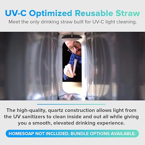 Miniatura 7 de PhoneSoap Last Straw - Pajitas reutilizables de 12 pulgadas de largo para bebidas frías y calientes, cuarzo transparente, aptas para lavavajillas,