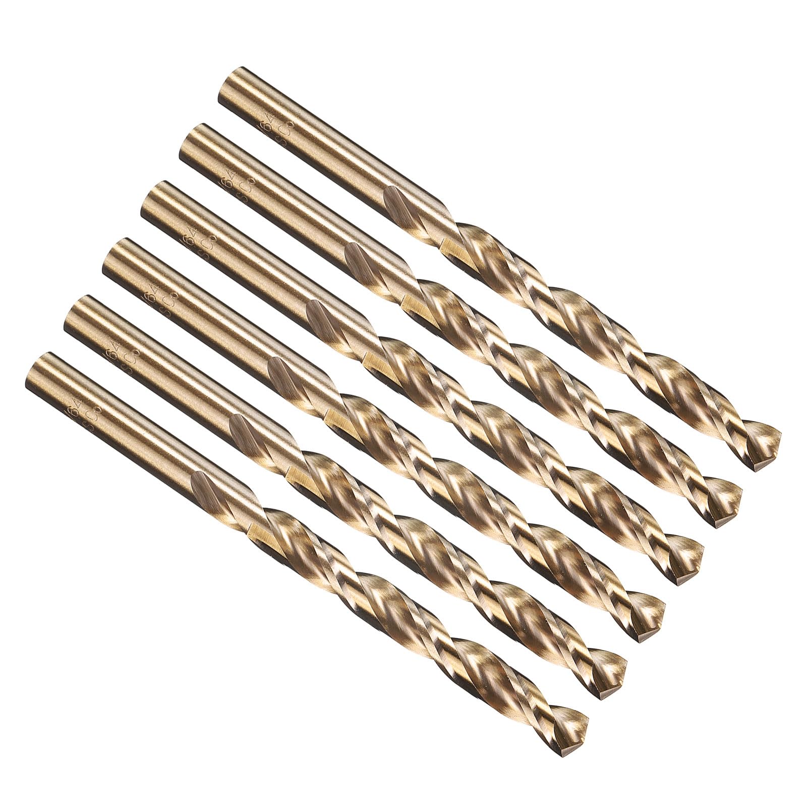 PATIKIL 7.5mm Drill Bit, M35 Cobalt 5% High-Speed Steel Jobber Straight Shank 135ยฐ Gold Finish for Stainless Steel Hard Metal - 6 Pack