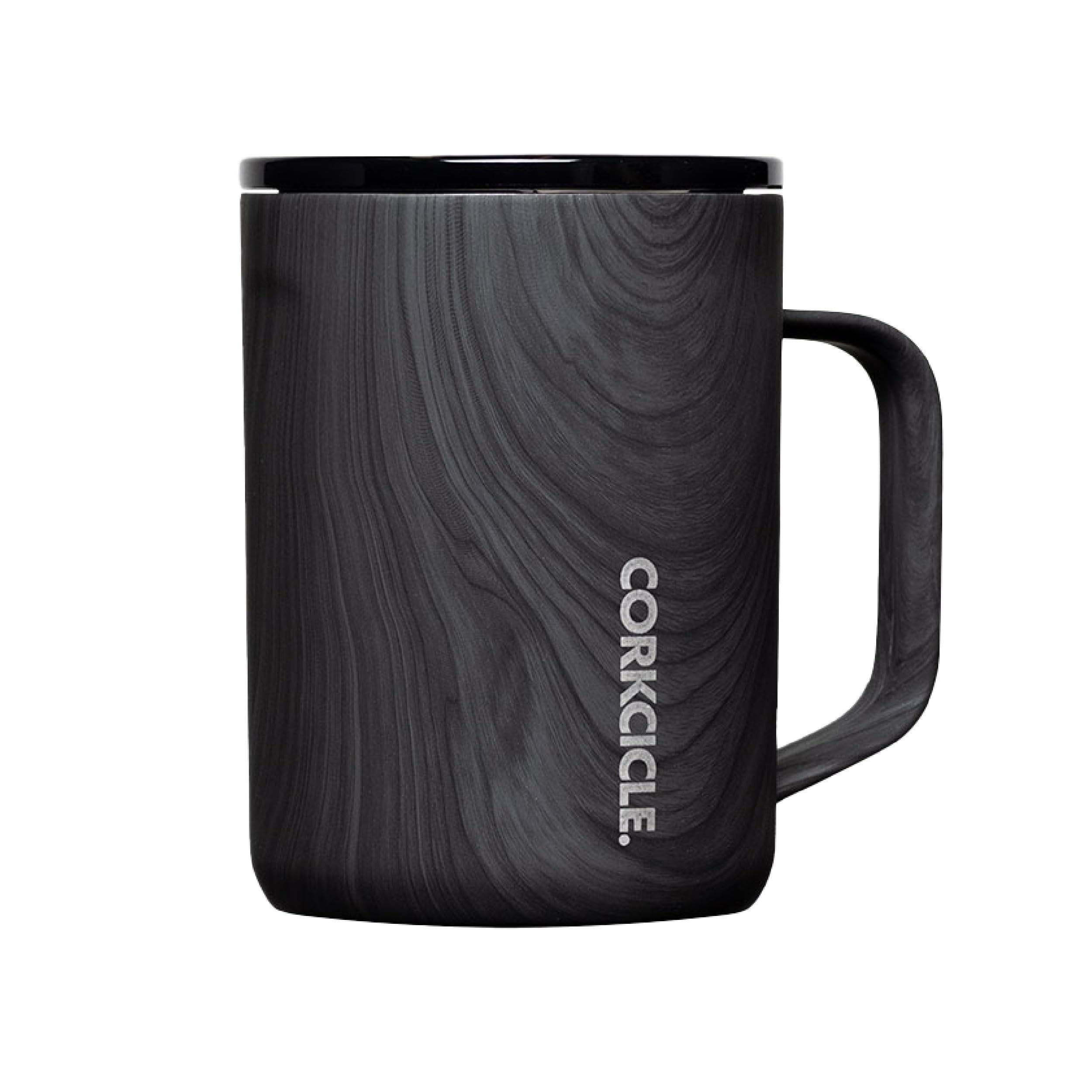 Corkcicle Triple Insulated Coffee Mug with Lid and Handle, Burnt Wood, 16 oz – Stainless Steel Travel Mug Keeps Beverages Hot for 3+ Hours – Non-Slip, Easy-Grip, Spill-Resistant Tumbler