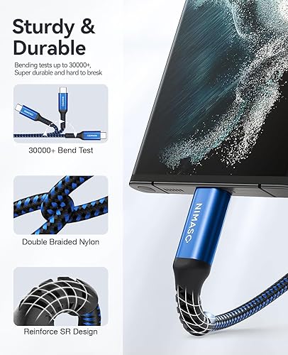 Miniatura 4 de NIMASO Paquete de 4 cables USB C a USB C de 60 W 10 pies+6.6 pies + 3.3 pies + 1 pie, cable de carga USB tipo C compatible con Samsung Galaxy