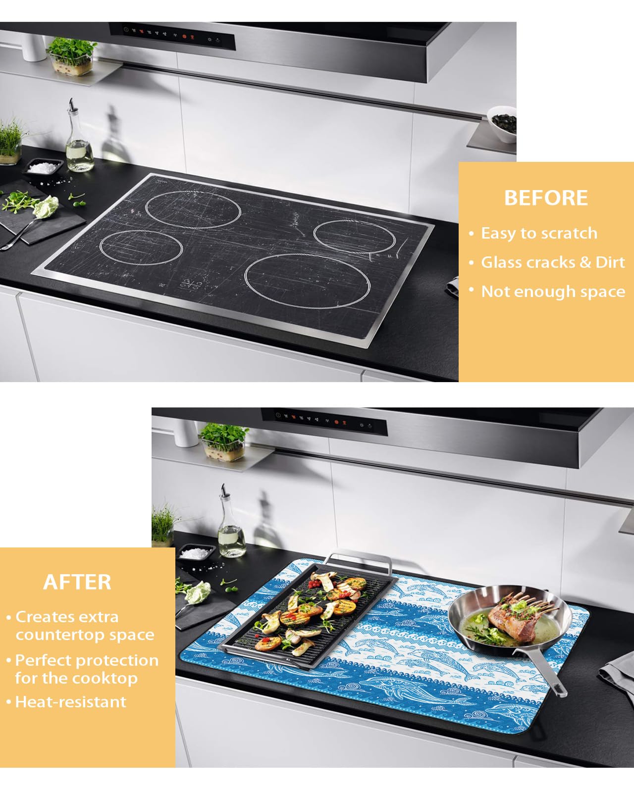 Electric Stove Cover Mat – Heat Resistant, Non-Slip, Scratch-Protective For Glass Cooktops – 28x20 Inches, Black - View #4