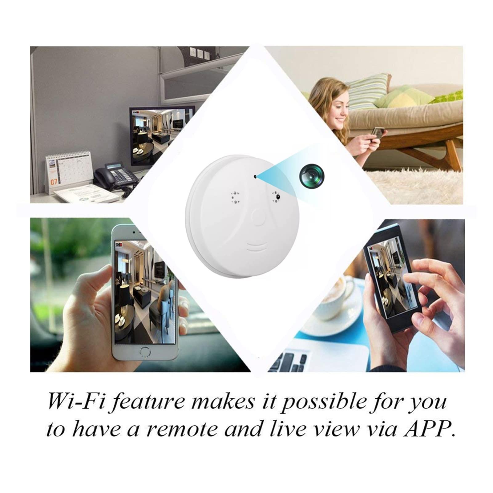 Detector de Humo inalámbrico con Alarma de Humo Detector de Humo de cámara WiFi de 1080p Cámara inalámbrica Detección de Movimiento de la cámara del hogar Video Vigilancia Monitor Remoto (Size : Came