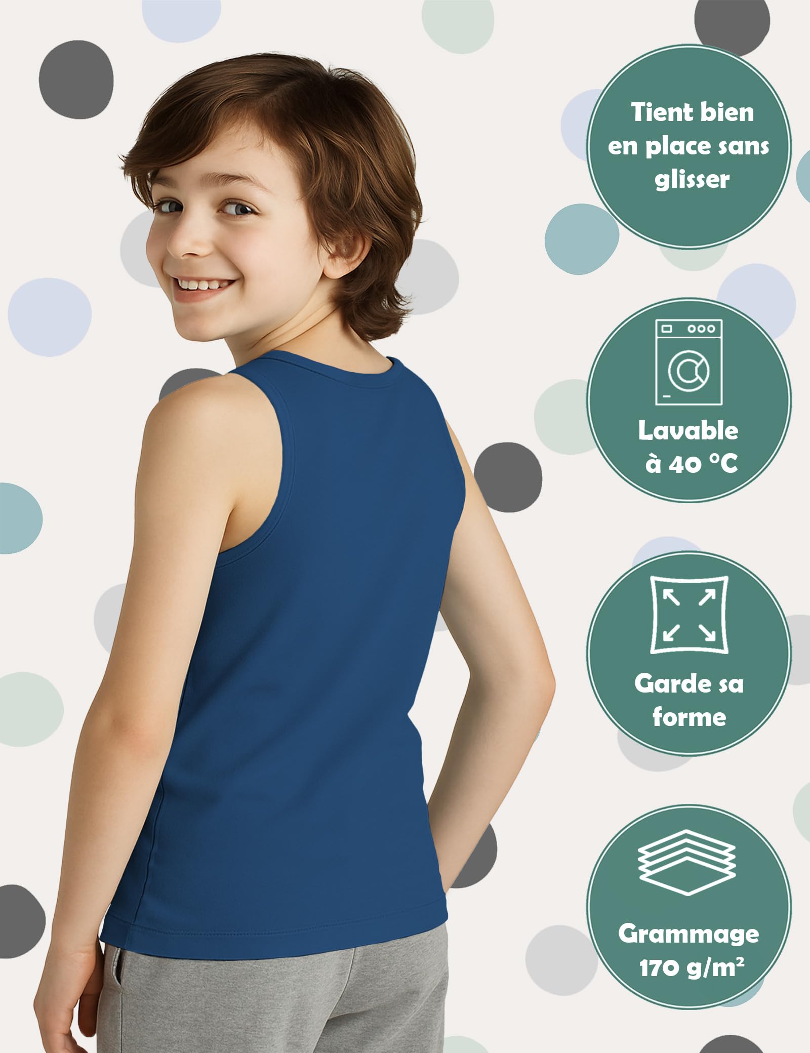 ALPIDEX Lot de 5 Maillots de Corps Garçons 100% Coton Débardeur Enfant