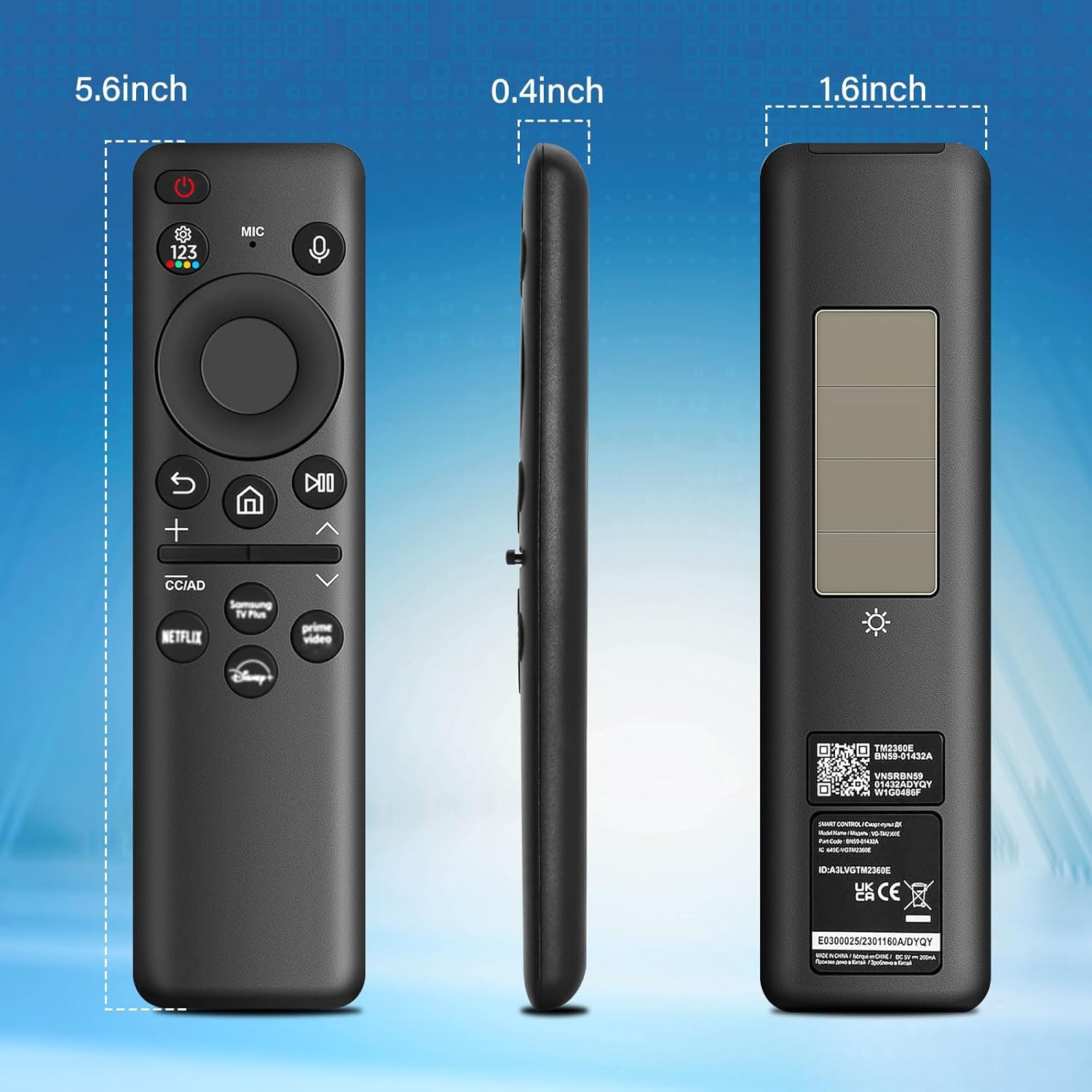 BN59-01432A Télécommande de Remplacement pour Samsung,Télécommande vocale Universelle Solaire pour Samsung Smart TVs,Samsung Smart 4K HD TV avec 4 Touches de Raccourci