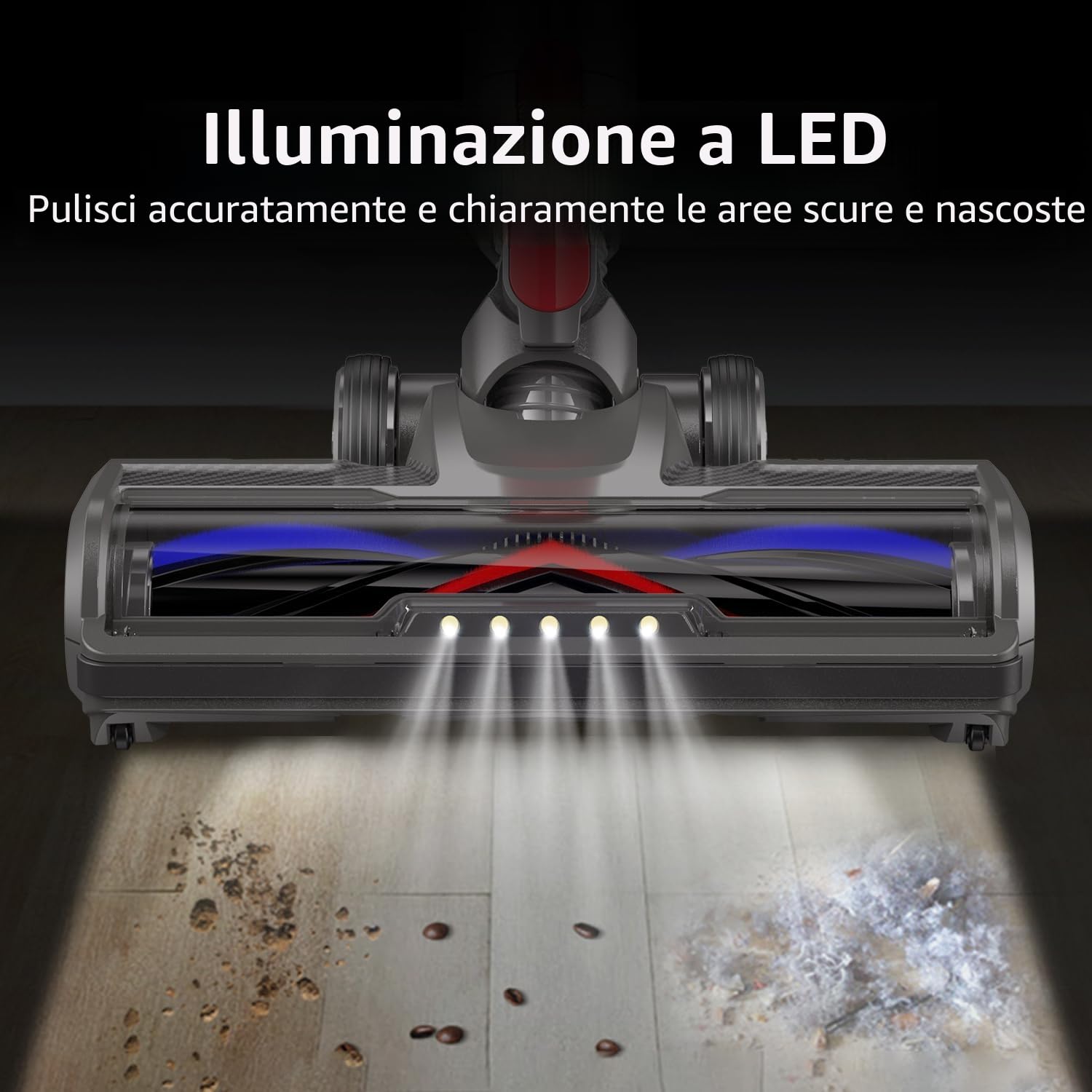 Spazzola Ricambio Elettrica Turbo compatibile per Dyson V7 V8 V10 V11 V15 Aspirapolvere,Spazzola Motorizzata con 5 fari frontali per Tappeti e Pavimenti Duri