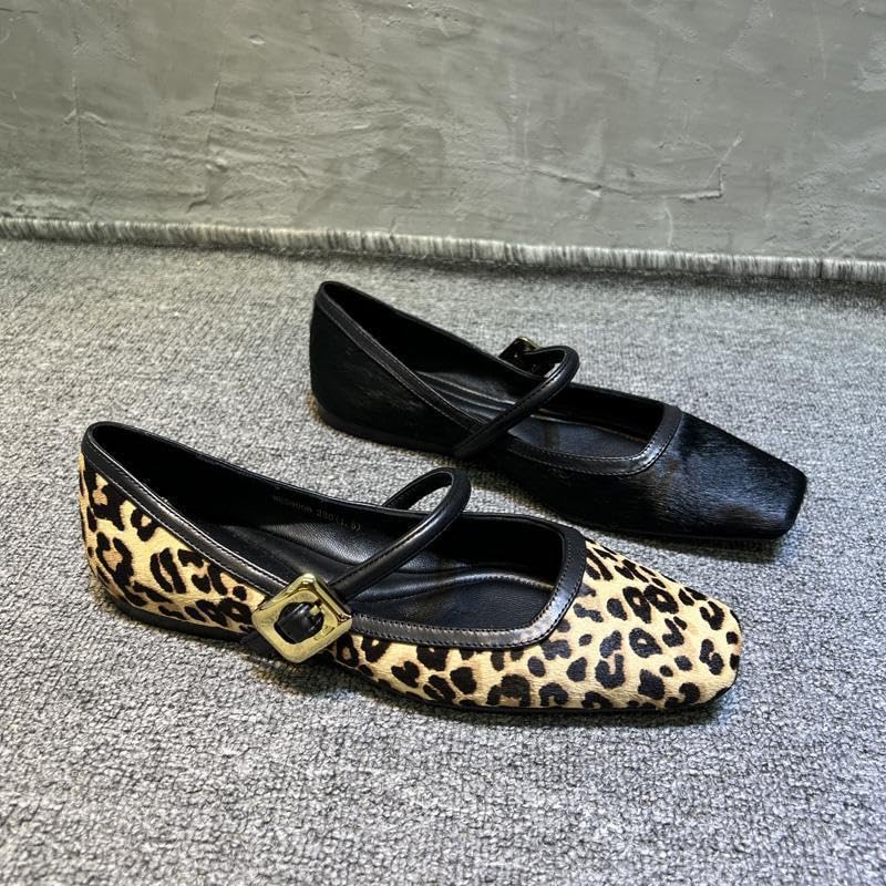 Women's Fashionable Leopard Print Mary Jane Flats, Casual Comfortable Breathable Square Toe Flat Shoes, Lightweight Comfortable Comfy Fashion Shoes for Daily Wear, Girl2