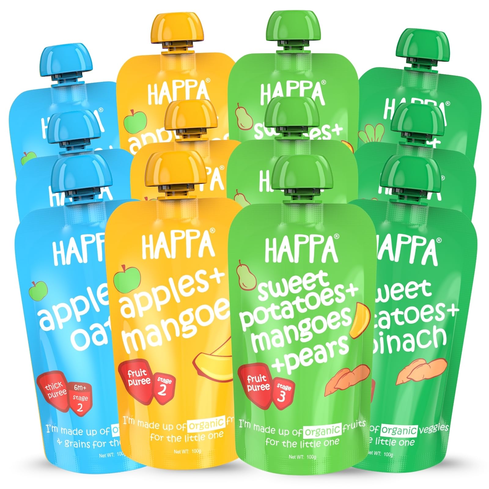 Happa Organic For Little one, Combo Pack, 12 Pouches , 100 Grams Each-image-21