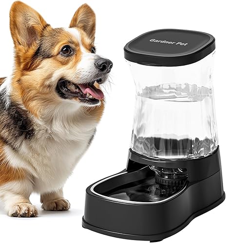 Gardner Pet - Dispensador automático de agua por gravedad para perros, alimentador de acero inoxidable, 100% libre de BPA, gran capacidad para