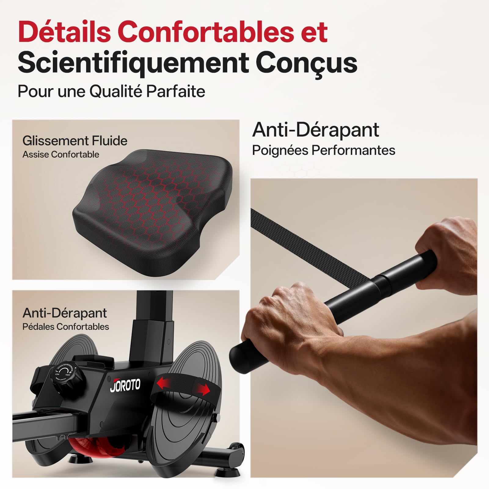 JOROTO Rameur pour la Maison, 16 Niveaux de Résistance, Rameur Magnétique Ultra-Silencieux avec App Kinomap, Double Rail pour Stabilité et Fluidité, Compact et Facile à Assembler - Fitness à Domicile