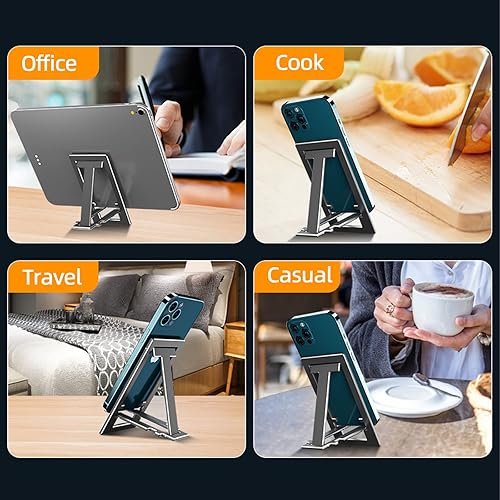 Miniatura 6 de Soporte para teléfono celular, totalmente plegable, altura ajustable, soporte de teléfono de aleación de aluminio para escritoriooficina, compatible