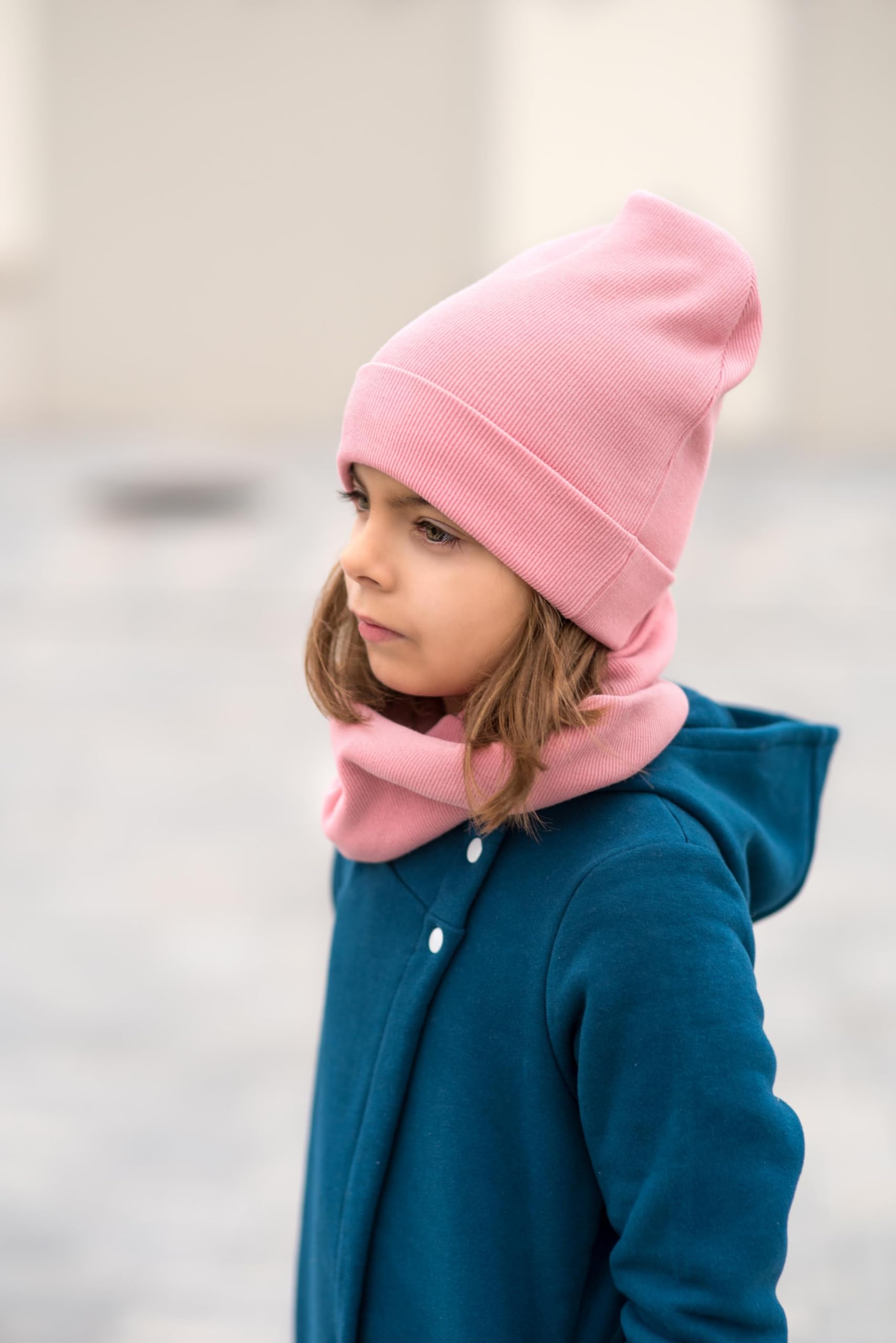 Bubalove Kindermütze Herbst/Winter + Schornstein Set für Mädchen, Jungen, Baby Mütze, Handmade Kopfbedeckung, DIY Schal und Mützenset für Kinder,