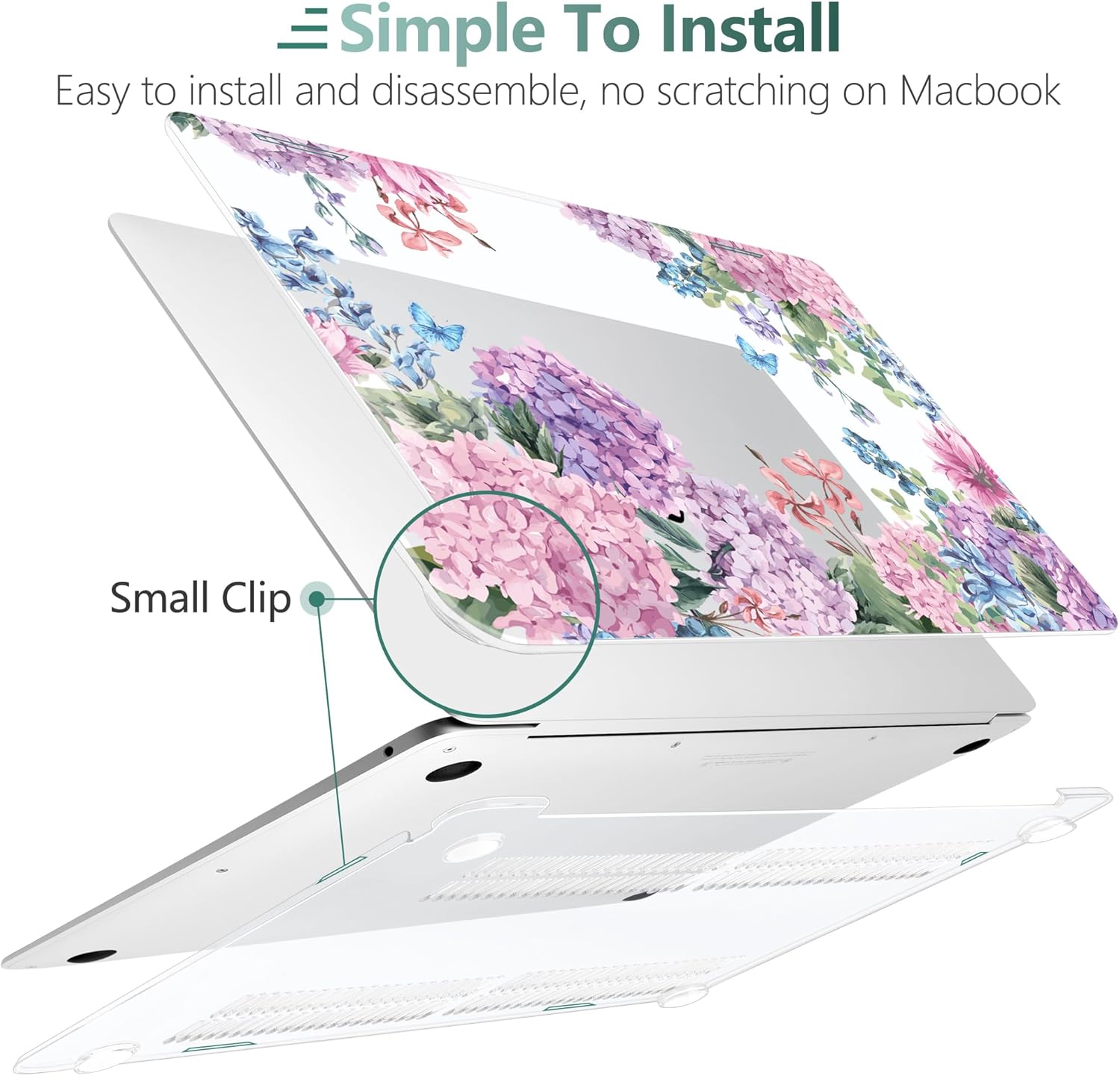 TWOLSKOO Hard Shell Case Keyboard Cover Skin Screen Protector for 2021-2018 Release MacBook Air 13 inch Model A2179 A1932 A2337 M1, Colorful Hydrangea - Image 6