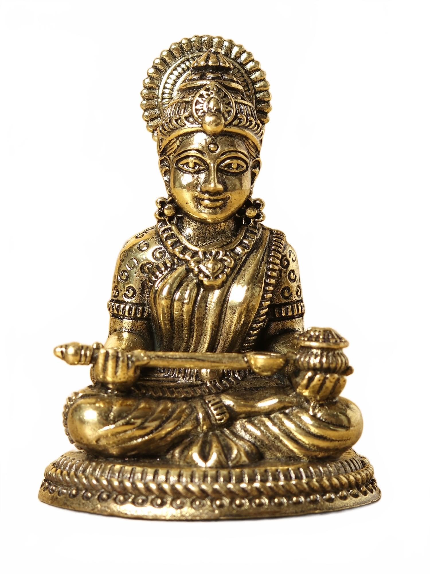 Exotic India Superfine Goddess Annapurna Brass Statue (Multiple Size) Idol for Puja Room, Home Décor, Office, Table Décor