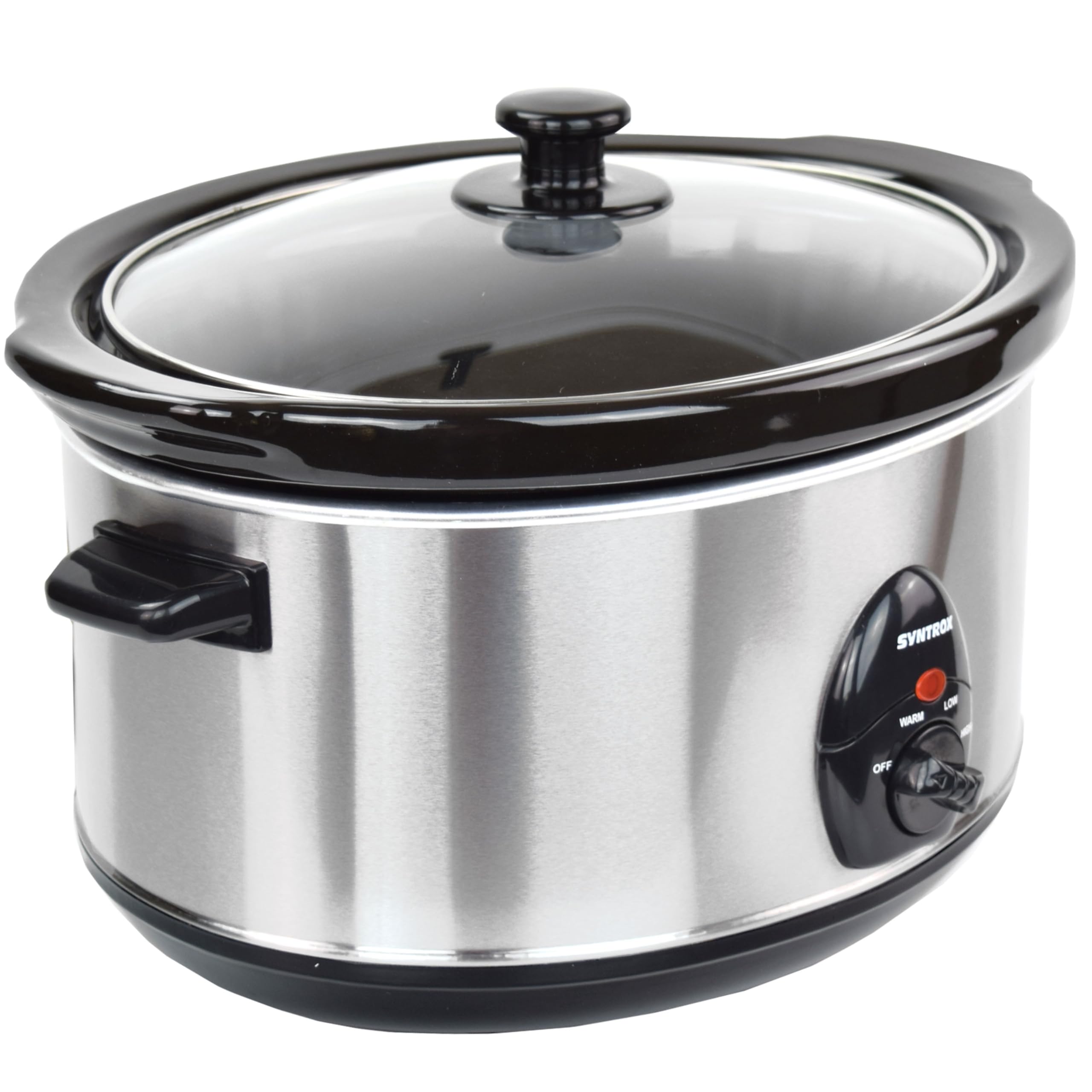 Syntrox Germany 4,5 l Slow Cooker | Schmortopf | Schongarer | Multikocher Delixas, Keramik Servierschüssel, Geschirrspüler geeignet, Mikrowellengeeignet, rutschsichere Standfüße