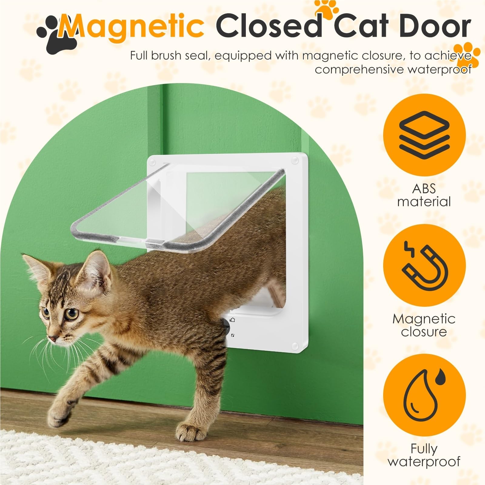 Katzenklappe Innentür for Katzen, ABS, Sicherheit for Welpen und Kätzchen, mit 4-Wege-Sicherheitsschloss, transparentes Hundetor, Zubehör