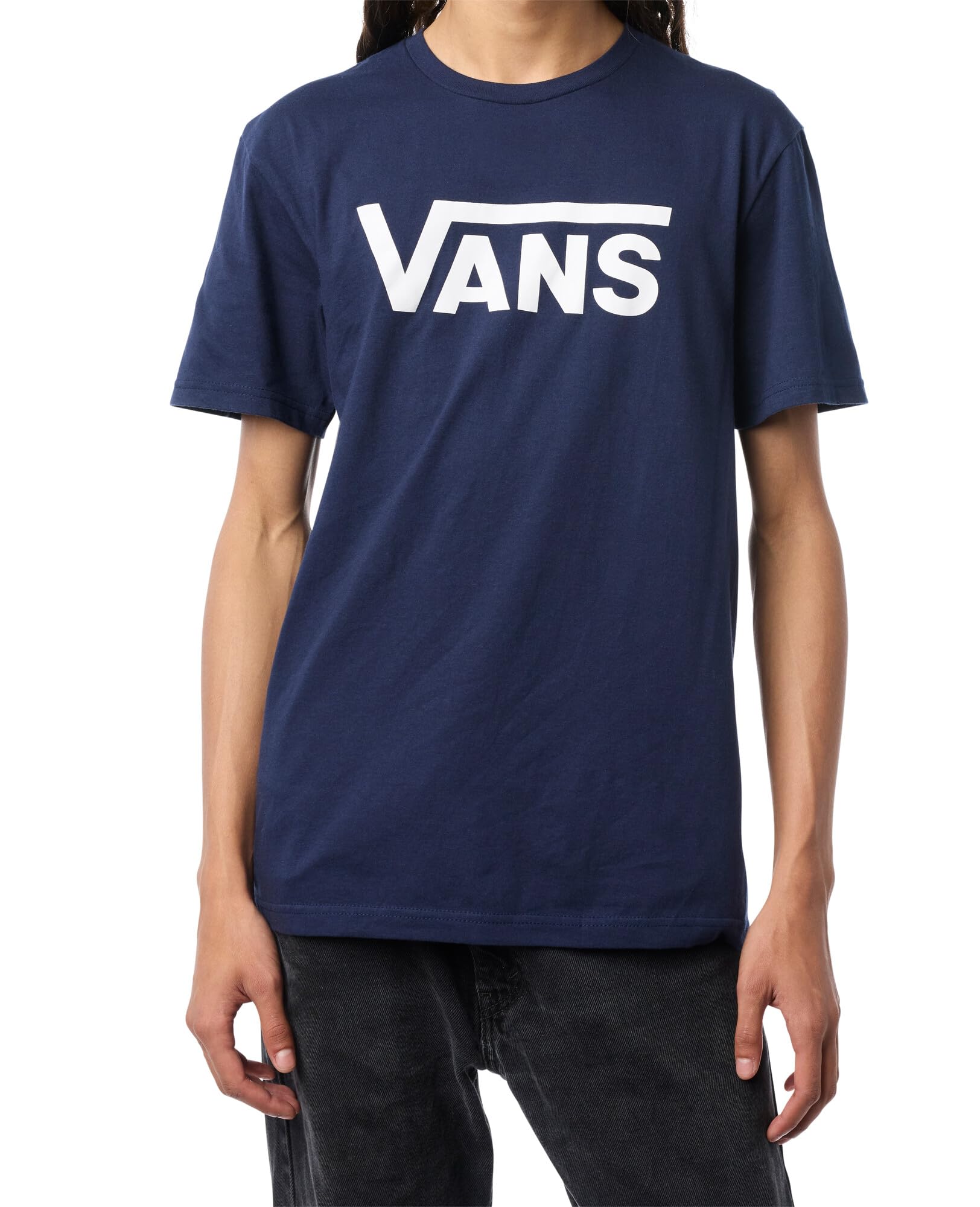 Vans Classic Drop V SS Crew Tee-B, Navy and White, L