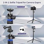 Kaitezenz Trépied de bâton de Selfie pour appareil photo Gopro, 62" Support de trépied extensible avec 360° Tête de balle 1/4" vis, appareil photo portable léger trépied pour Max Héros 13 12 11 10 DJI OSMO Pocket3 Appareil photo