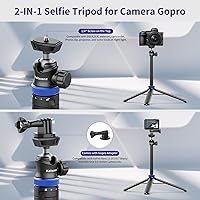 Vista 7 de Kaitezenz Trípode selfie stick para cámara GoPro, soporte de trípode extensible de 62 pulgadas con cabeza de bola de 360° tornillo de 1/4 pulgadas