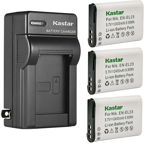 Miniatura 7 de Kastar Paquete de 2 baterías y cargador de pared CA de repuesto para batería Nikon EN-EL23 ENEL23, cargador Nikon MH-67 MH-67P, Nikon Coolpix B700,