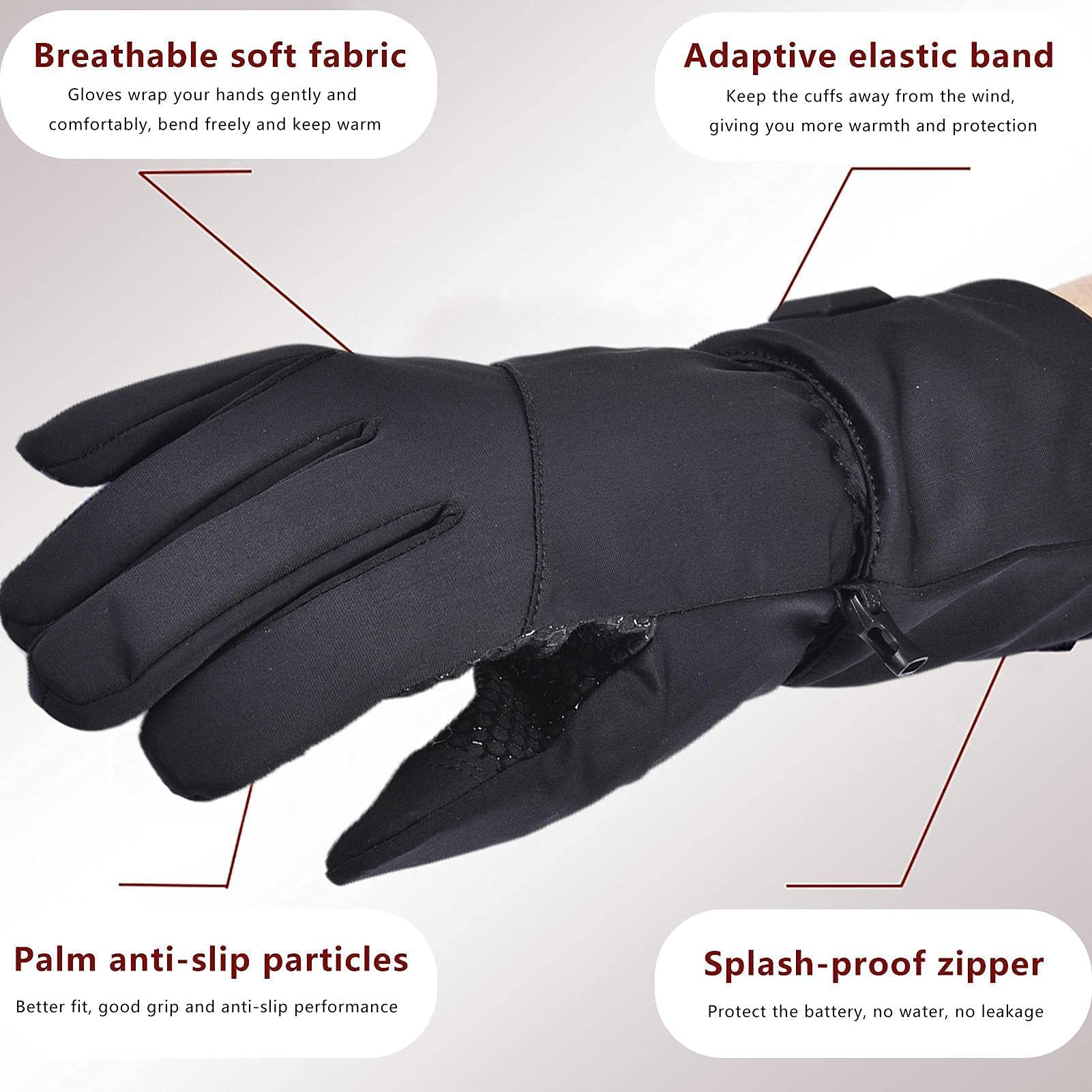 Guanti elettrici riscaldati Guanti riscaldanti da Sci Guanti da Equitazione Guanti scaldamani Controllo della Temperatura a Tre velocità con Touch Screen per Uomo Donna per Lo Sci