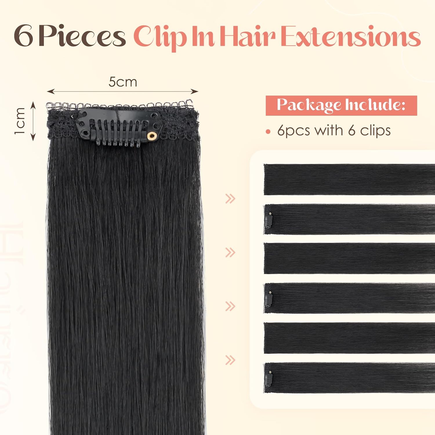 Hairro 6PCS 6 Clips In Short Hair Extensions Remy Real Human Hair Clip Ins Mini Clip On Hairpin Hairpieces For Women 31g 10 Inch #1B Natural Black