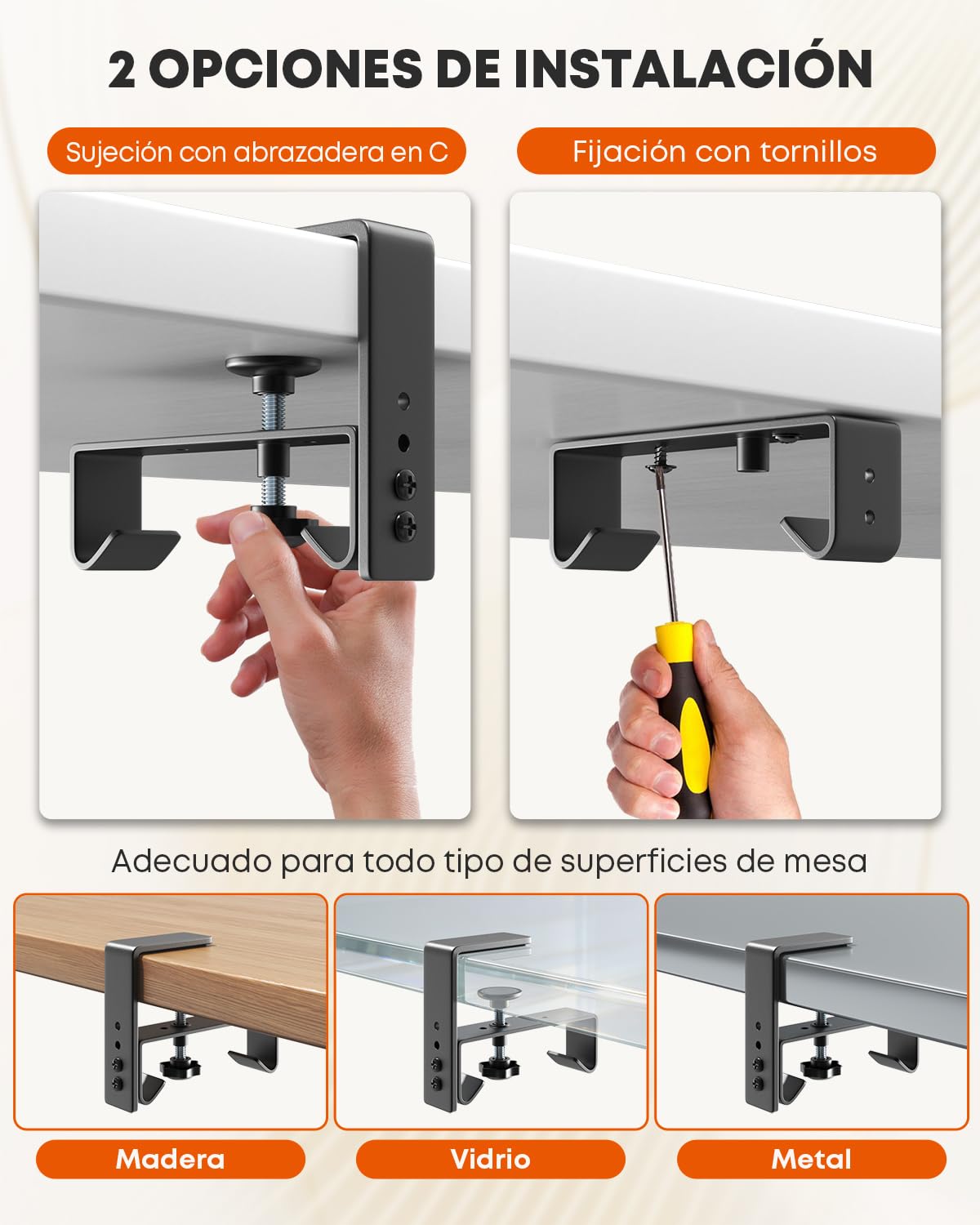 91cm Organizador Cables Escritorio Sin Taladro para Hogar y Oficina, Negro | Tela Estable, Fijación Pinzas/Tornillos, Acceso Fácil & Orden Individual, Adaptado Adaptadores & Cables Variados