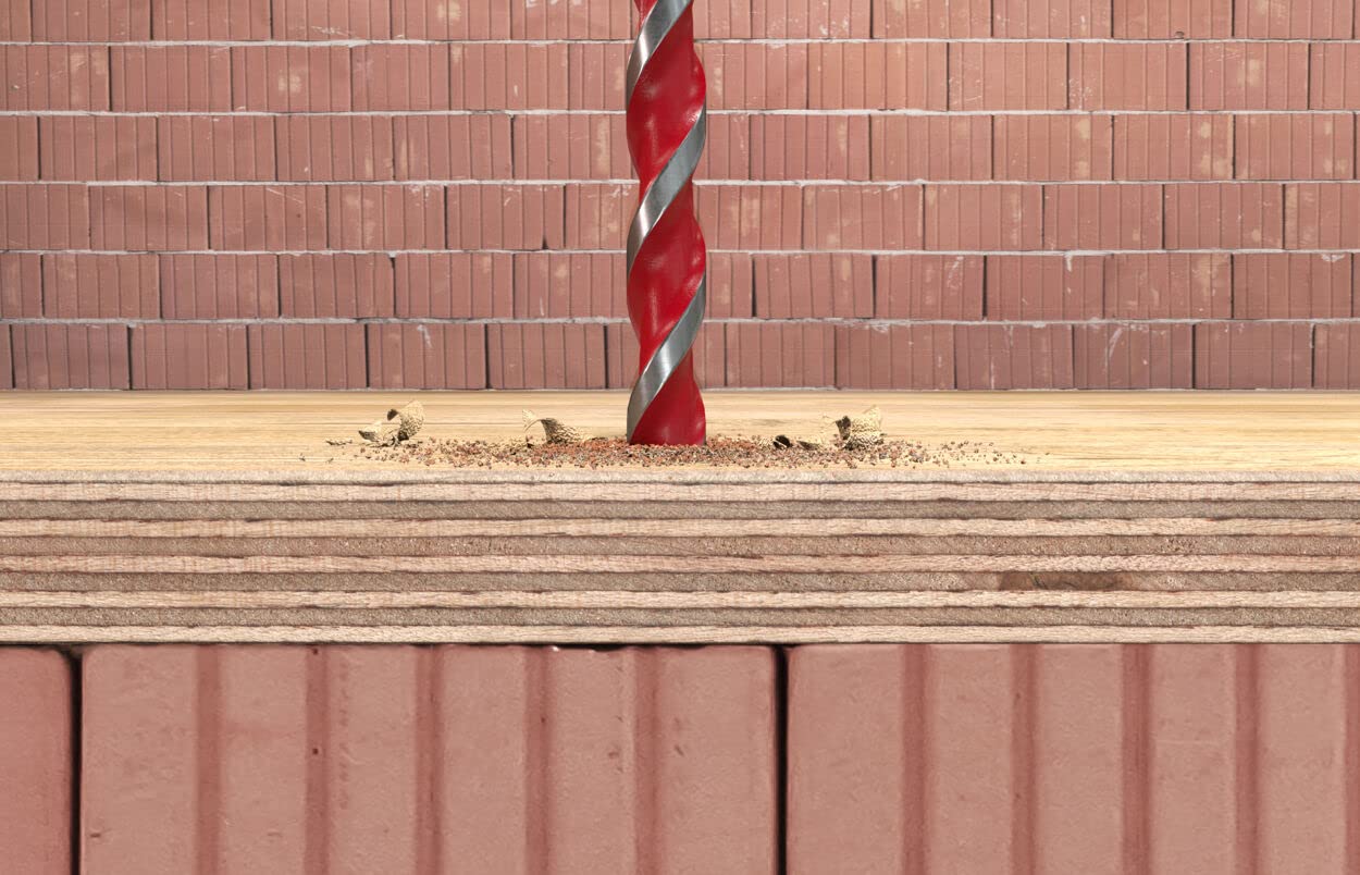 fischer 561649 D-U Hex Universal Drill Bit Set, 5 Pieces, 5mm-12mm, for Brick/Wood/Tiles/Plastics/Steel/Concrete, Red/Silver