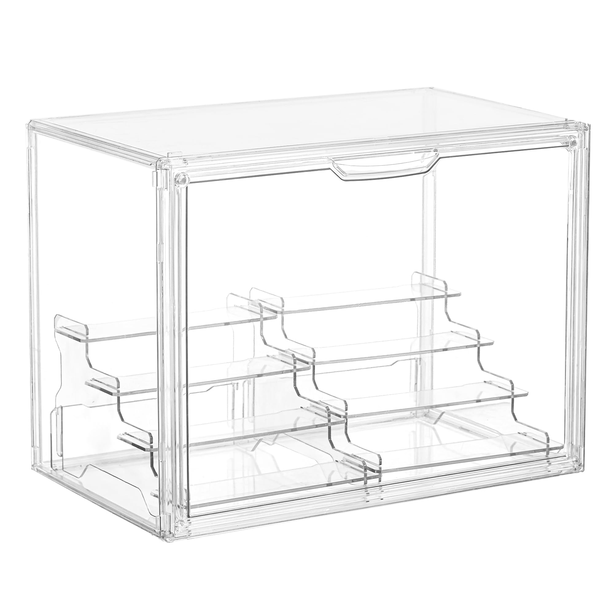 Vitrine en acrylique avec 2 supports de présentation pour figurines avec porte magnétique pour objets de collection, mini figurines Popmart en acrylique
