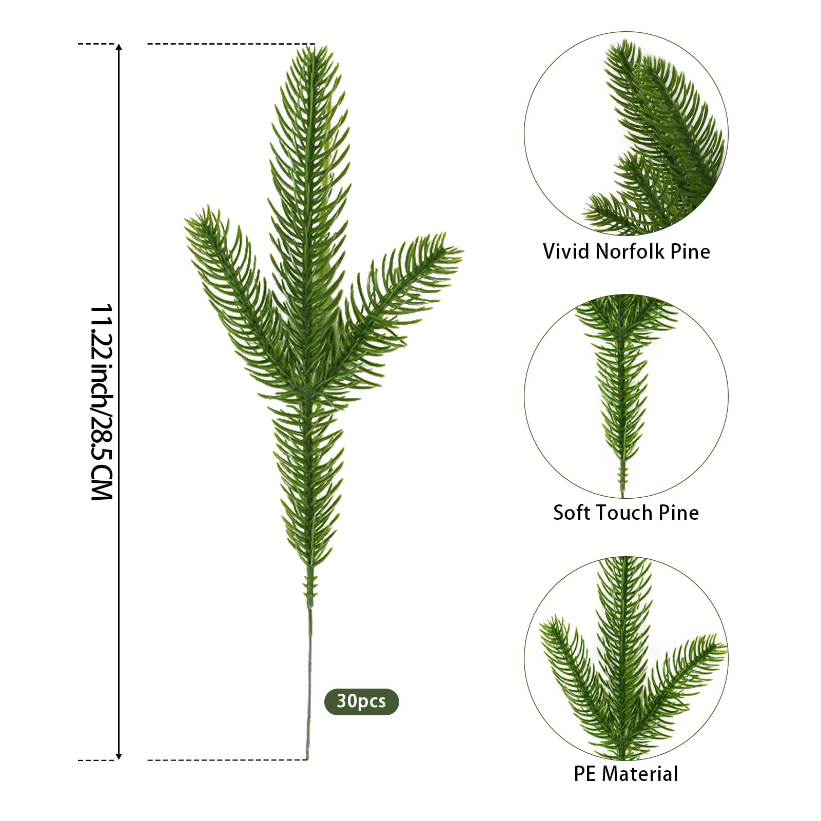 Lot De 120 Branches De Pin Artificielles De Noël De 17 X 4 Cm