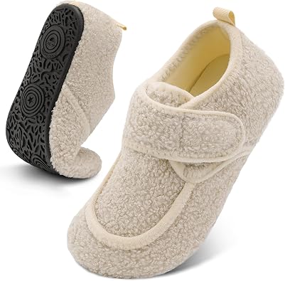 BARERUN Womens Mens Slippers Diabetic House Slippers for Women Men Wide Indoor Slip on Barefoot Adjustable Orthopedic Neuropathy Arthritis Edema Plantar Fasciitis Slipper Socks