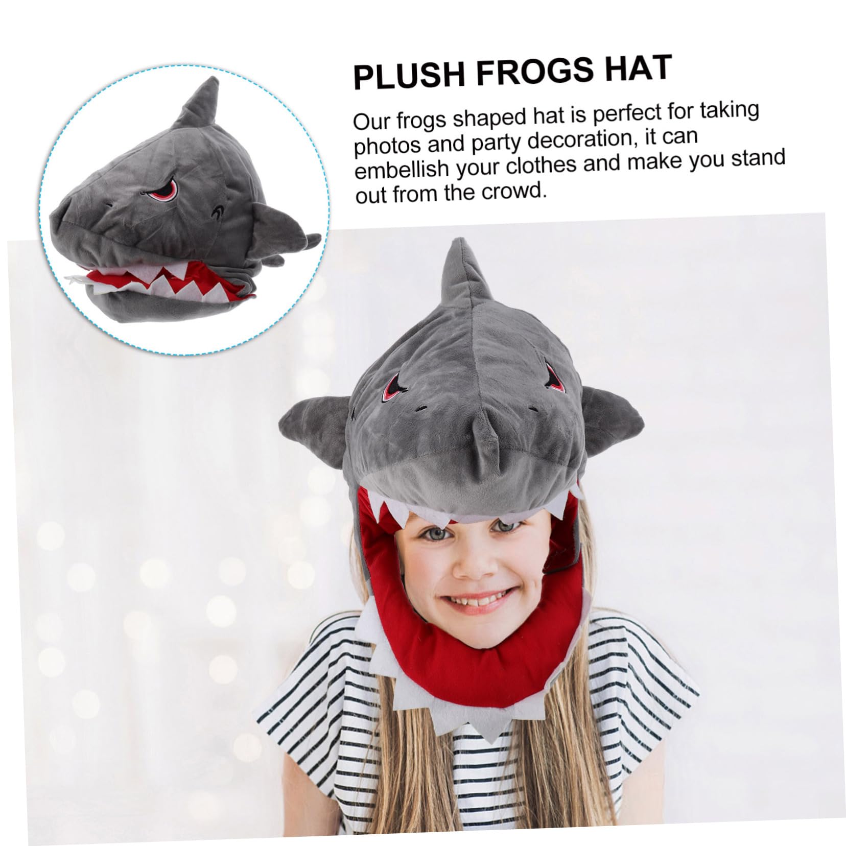 Sombrero Cómodo de Llevar para Carnaval de Peluche de Tiburón Verde y Diseño Novedoso y Disfraces para Fiesta y Cosplay