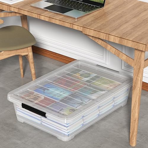 Miniatura 5 de Rosebloom - Contenedores de almacenamiento de plástico para debajo de la cama de 40 cuartos de galón con tapa, contenedores de almacenamiento