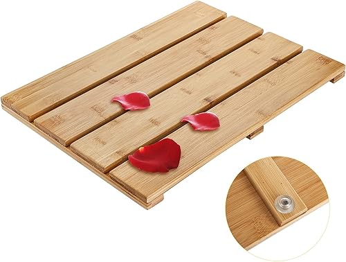 Miniatura 7 de Yarlung Tapete de baño de bambú de madera, 17.5 x 13 pulgadas, antideslizante, impermeable, tapete para spa, relajación de spa, interior o exterior