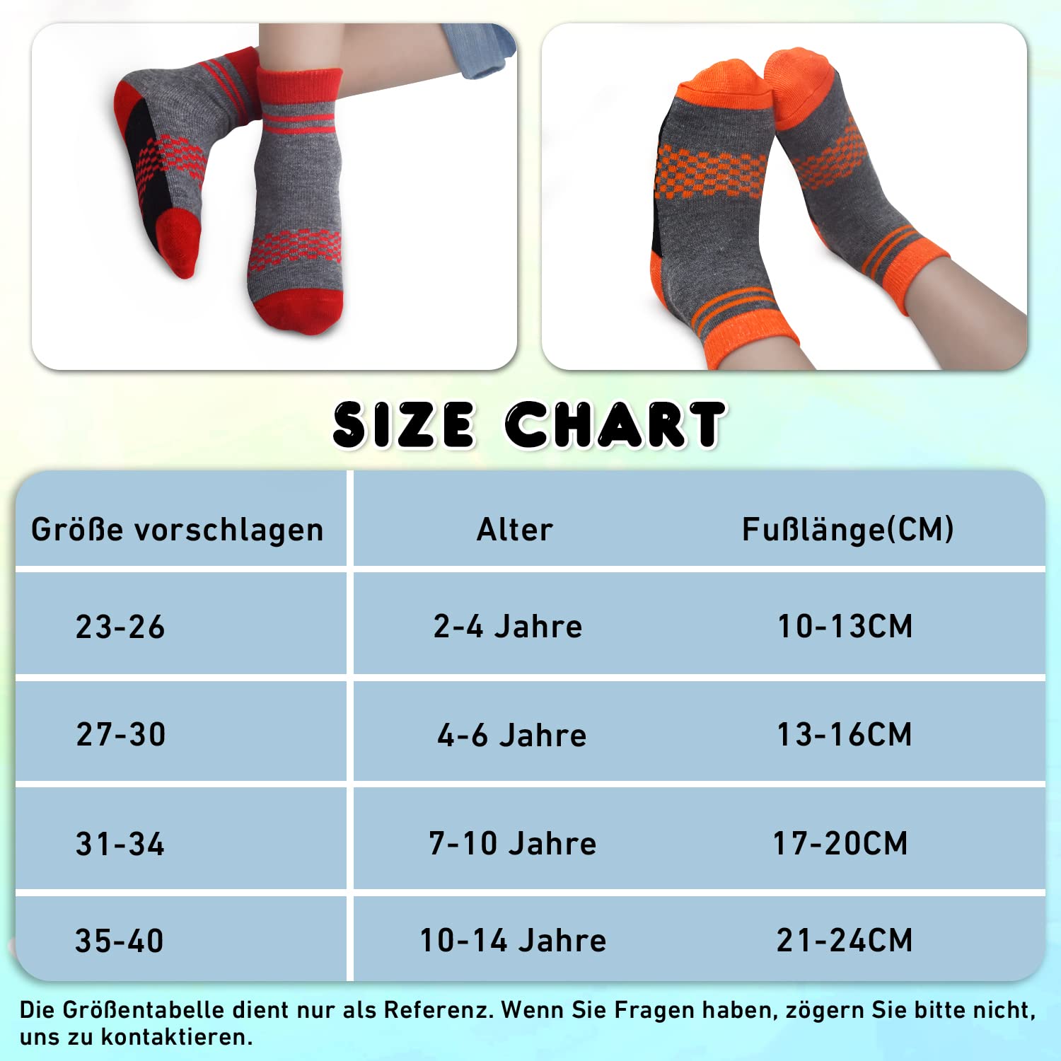 GENTABY Calcetines para niños 12 pares de calcetines coloridos elásticos a cuadros 90% poliéster transpirable calcetines deportivos para niños de 2 a 14 años, talla 23-40