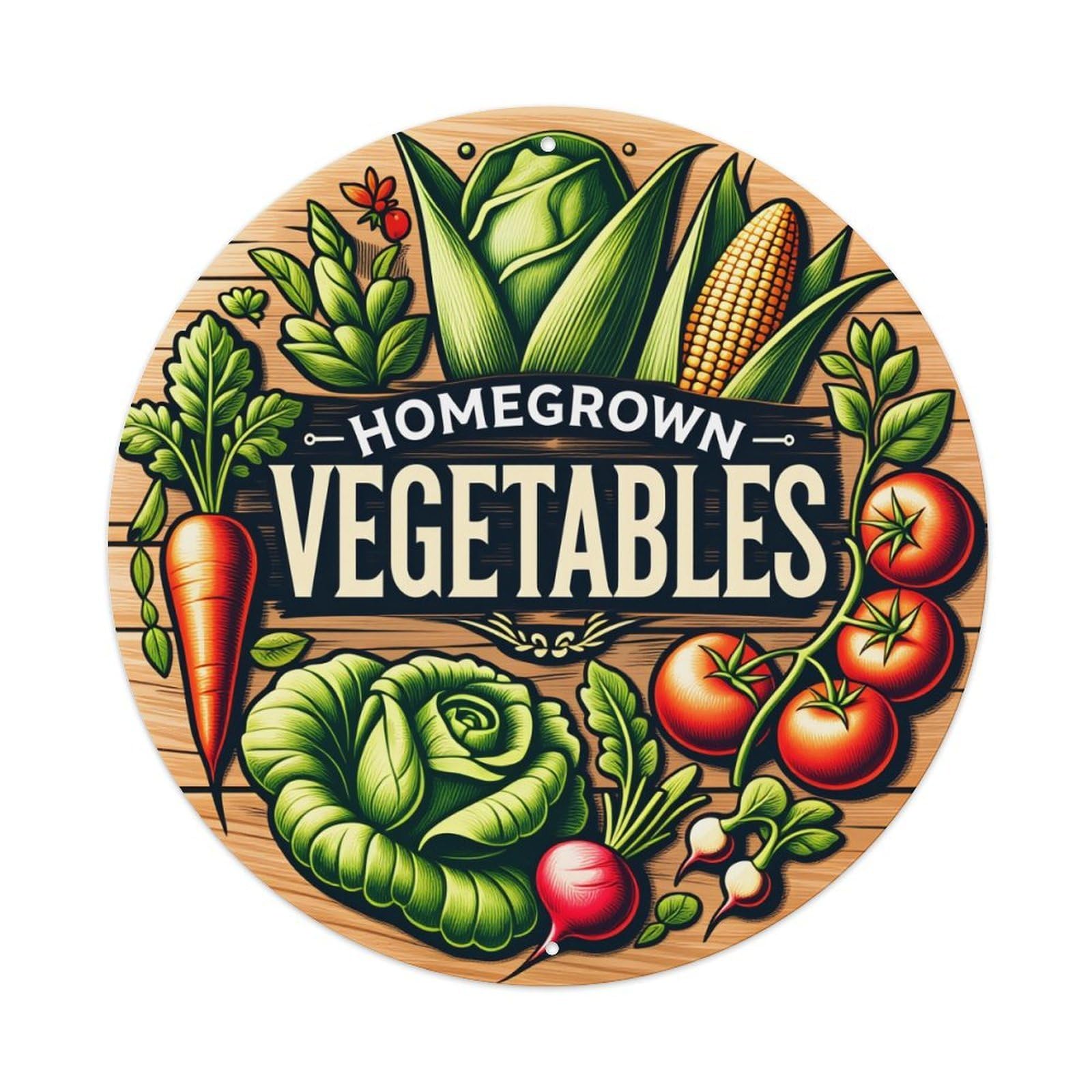 Homegrown Vegetables Garden Fresh Organic Metal Tin Sign Vintage Garden Bedroom Cafe Bar Man Cave Home Wall Decor Metal Poster 8x8 inches
