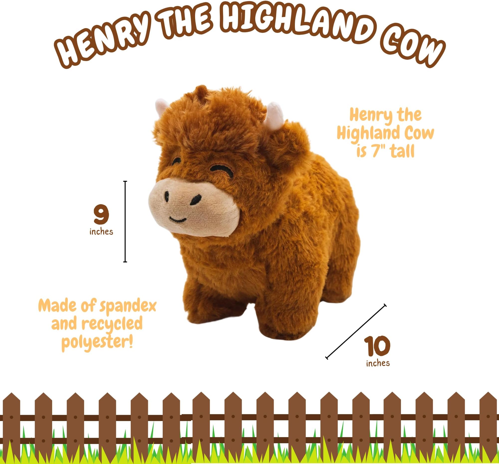 Follow Your Legend Henry The Highland Cow Plushie! - 7” Highland Cow Stuffed Animal, Stuffed Highland Cow, Highland Cow Plush