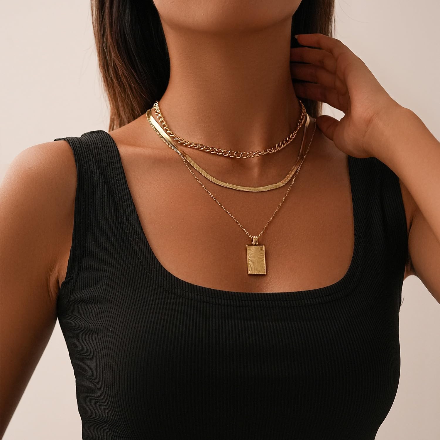 Women's Multi-Layered Gold Necklace, Stackable Delicate 14K Gold Plated Fashion Round Multi Layers Pendant Necklace, Gold Jewelry Set Gifts - Image 6