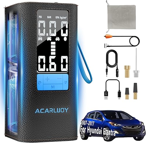 Compresor de aire portátil para neumáticos de automóvil, inflado 3 veces más rápido, apto para Hyundai Elantra 2007-2017, batería de 6000 mAh,