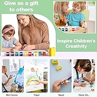 Vista 7 de Juego de pintura acrílica para niños, juego de 24 pinturas lavables en 8 colores, mini tiras de pintura acrílica con 24 pinceles de pintura, mini