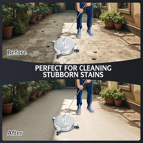 Miniatura 6 de RAYNEL Limpiador de superficies de lavadora a presión de 14 pulgadas con 4 ruedas, carcasa de acero inoxidable, conector rápido de 1/4 pulgadas, 2