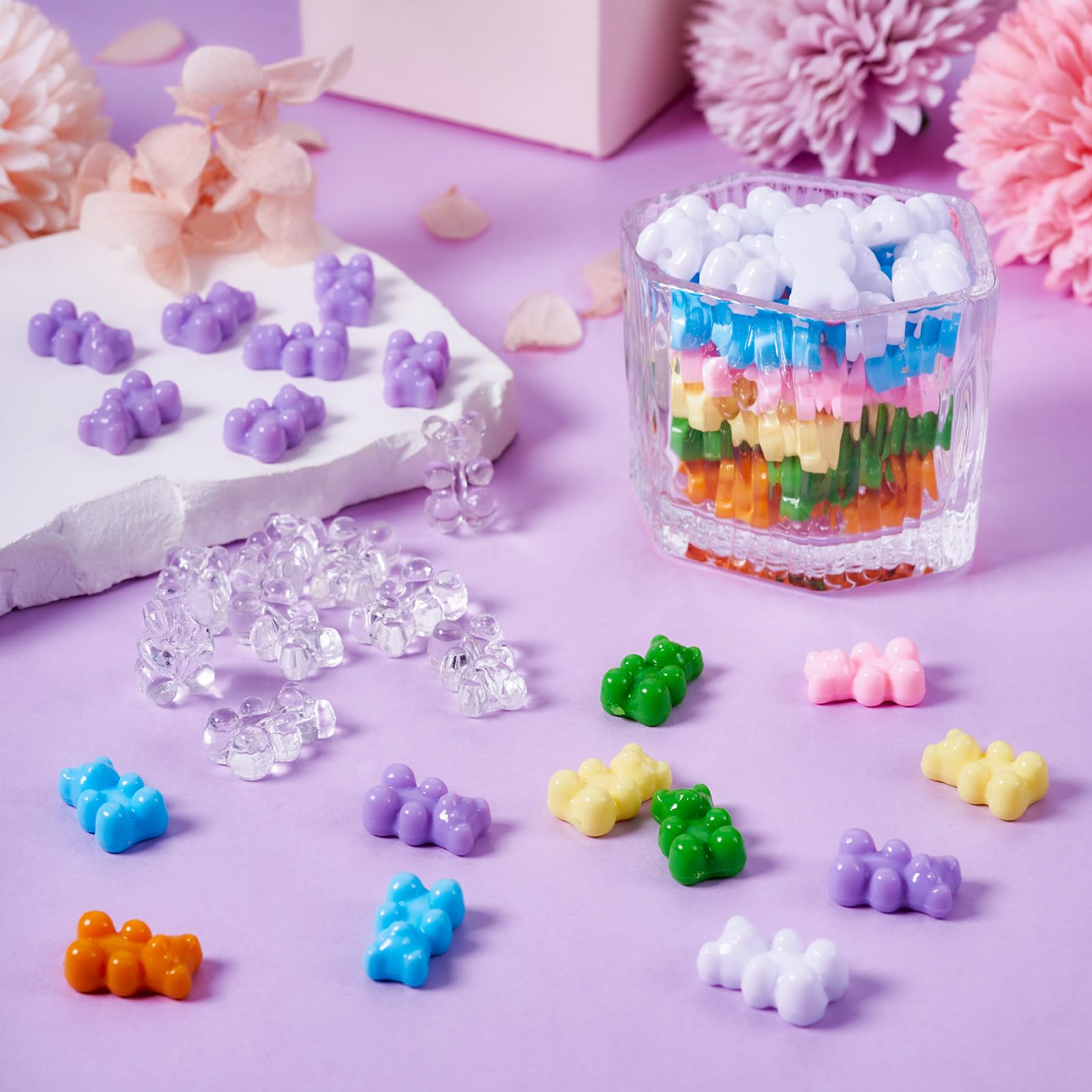 80Pcs Cute Gummy Bear Cabochons - 8 Color Flatback Acrylic Charms For Nail Art, Jewelry & Crafts