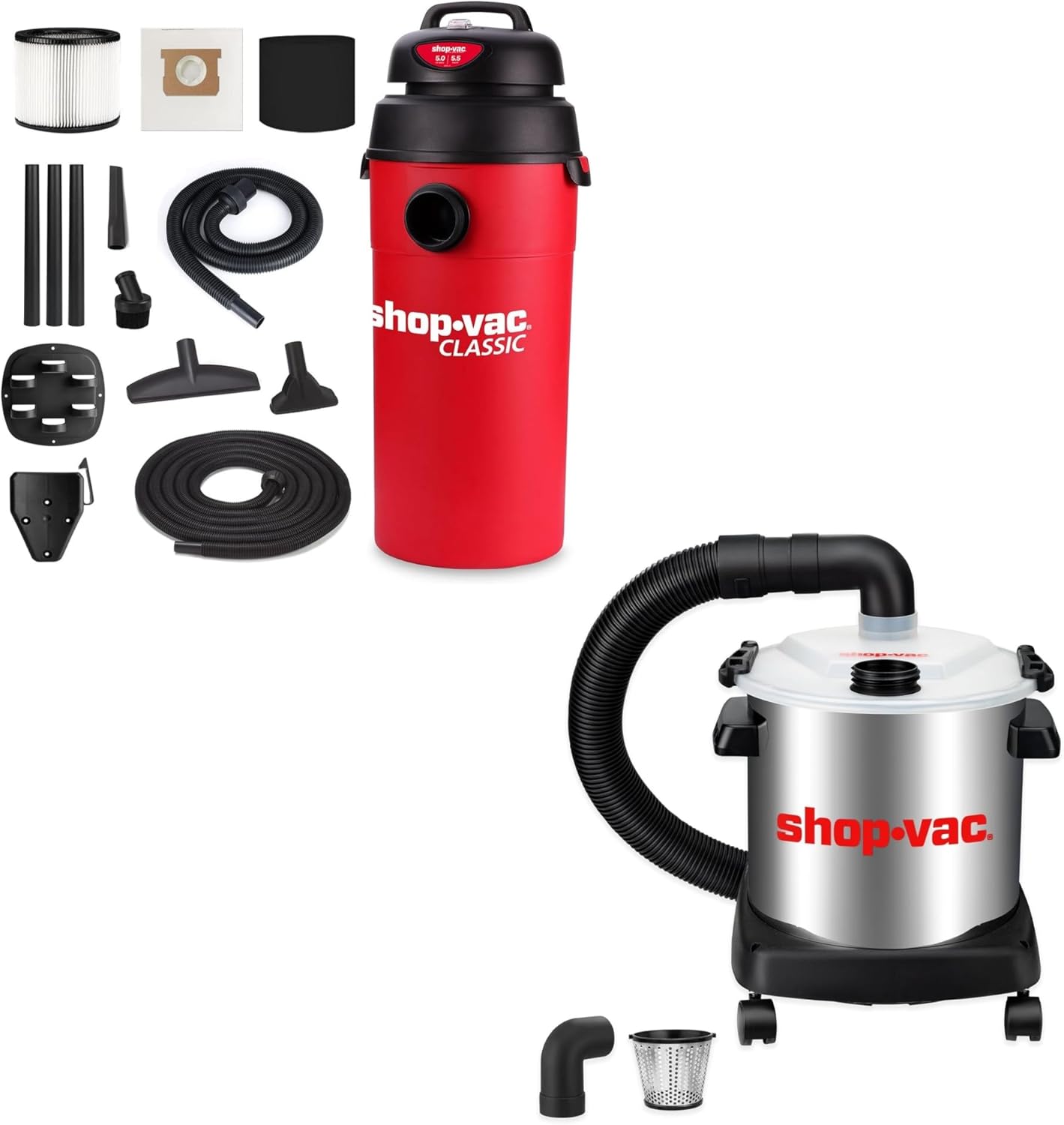 Shop-Vac 5 Gallon 5.5 Peak HP Wet/Dry Vacuum and Dust Collector with 5 Gallon Stainless Steel Tank