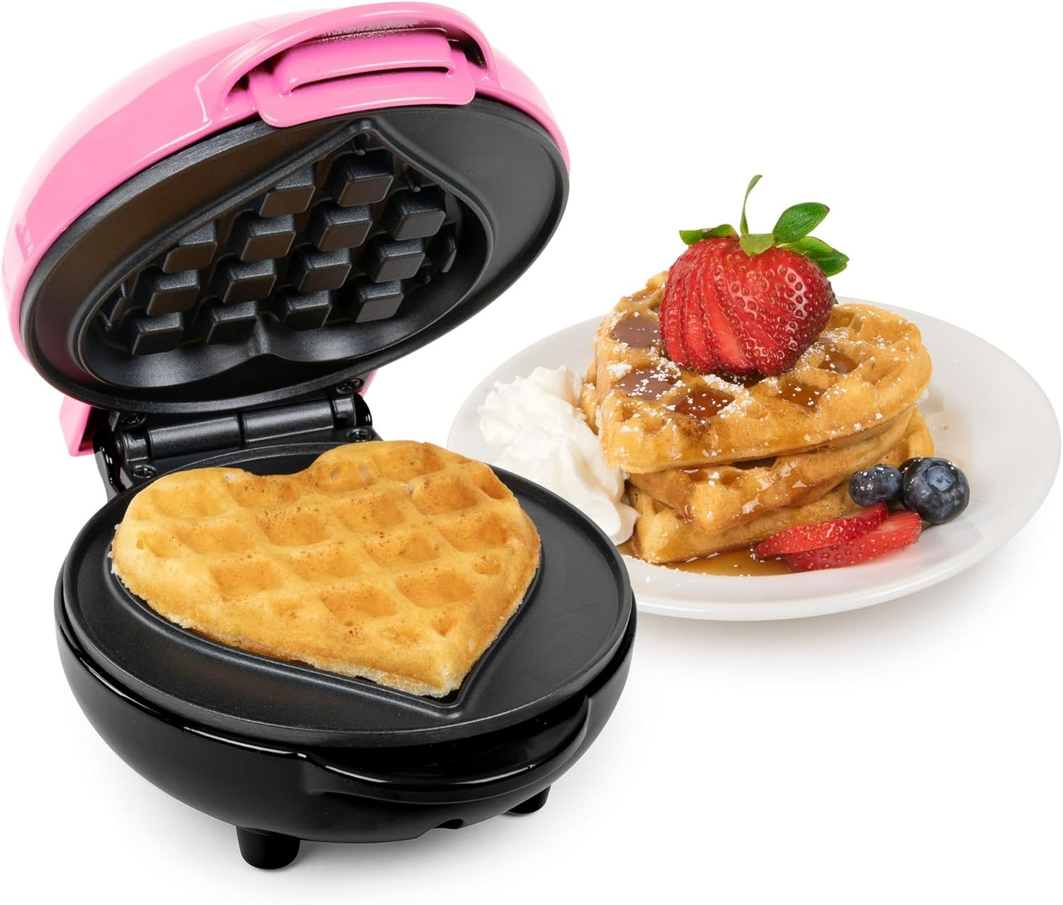 Heart Waffle Maker - Each Cooking Surface Is 5-inches Wide - Providing Quick, Efficient And Consistent Results, The Nonstick Surface Easily Wipes Clean