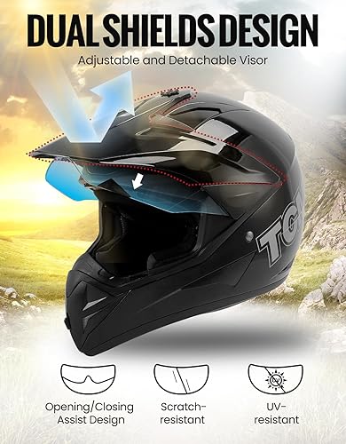 Miniatura 4 de TCMT Casco de motocicleta unisex para adultos de cara completa, todoterreno, bicicleta de tierra, motocross, ATV, bicicleta de montaña, casco MX